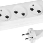 Удлинитель СИБИН электрический, ПВС сечение 0,75кв мм, 3 гнезда, макс мощн 1300Вт, 2м 55031-2