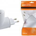 Переходник вилка-E27 ПБТ с выключателем, белый ,TDM, SQ0335-1007